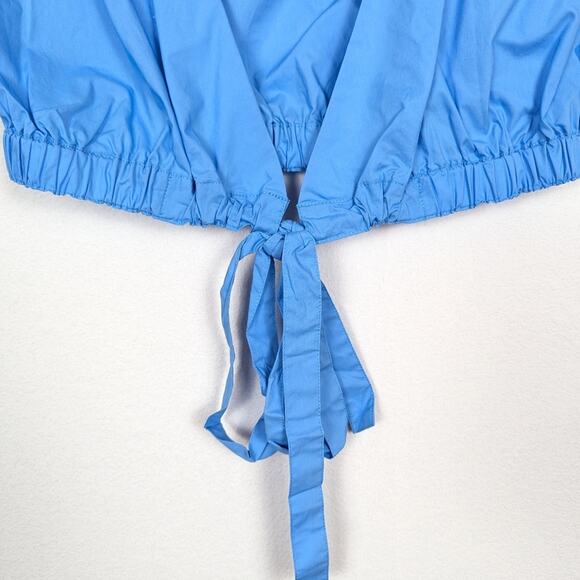 NWT Nicholas Blue Tarla Tie Hem Cotton Blouse - Picture 4 of 8